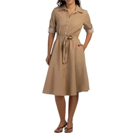 NANETTE NANETTE LEPORE latte Button Front Denim Midi Dress - Picture 1 of 2